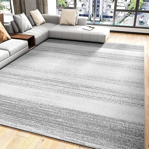 Modern Abstract Area Rug 8x10 Rugs for Living Room Bedroom-Carpet Machine Washable Rugs for Bedroom Dining Room Living Room Rug- Contemporary Neutral Grey - Grey - 8X10FT