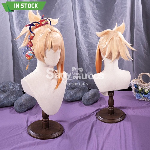 【In Stock】Game Genshin Impact Naganohara Yoimiya Blond and Golden Ponytail Medium Cosplay Wig
