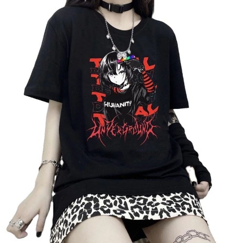 Oversized Pastel Goth T-Shirt - XL / black
