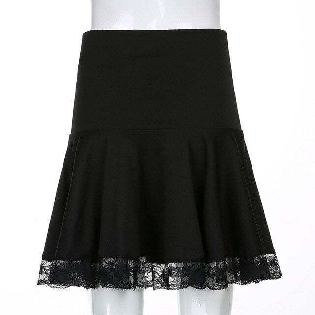 'Grave Encounter' Black Grunge Lace Skirt - 9512 / XL