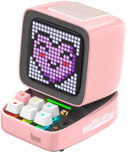 Divoom Ditoo Retro Pixel Art Game Bluetooth Speaker with 16X16 LED App Controlled Front Screen (Pink) - Pink