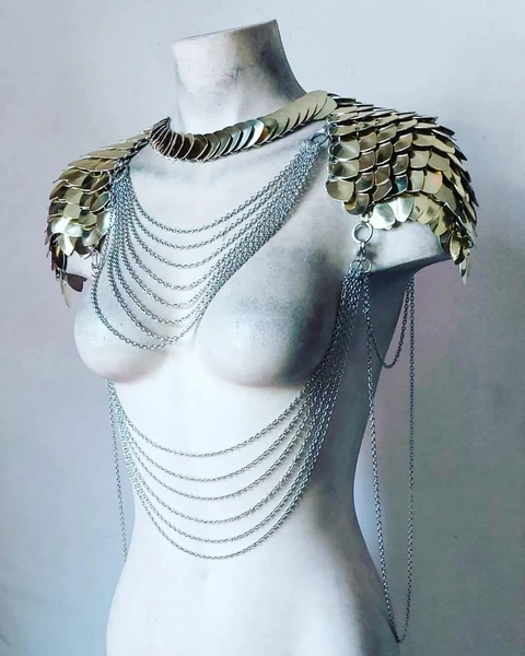 Deluxe Scalemail Chainmail Chain Harness Shoulder Pauldrons Scalemaille Armour