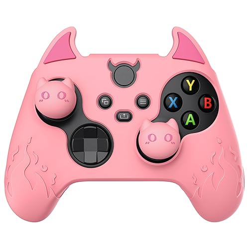 PlayVital Halloween Cute Demon Silicone Cover for Xbox Series X/S Controller, Kawaii Anti-Slip Controller Skin Grip Protector for Xbox Core Wireless Controller with Thumb Grip Caps - Pink - Pink