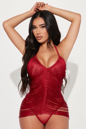 Roaring Nights Fringe Teddy - Red | S
