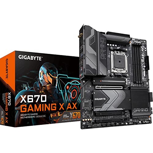 Gigabyte X670 GAMING X AX ATX Motherboard - Supports AMD Ryzen 7000 Series CPUs (Socket AM5), DDR5 6000(OC), 2x PCIe 4.0 x16, 1x PCIe 3.0 x16, 1x M.2 PCI-E 5.0, 3x M.2 PCI-E 4.0, 2.5G LAN, Black