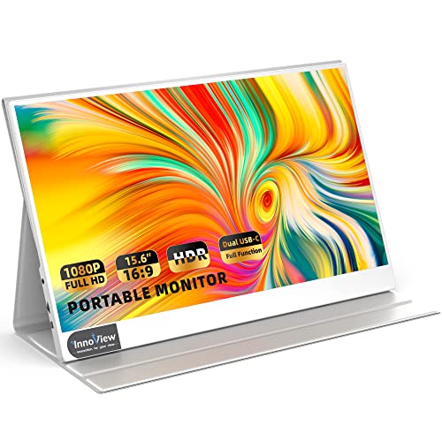 Portable Monitor, InnoView [2023 Latest] 15.6 Inch IPS HDR 1080 FHD External Silver Laptop Monitor, USB Type-C Mini HDMI Computer Monitor PC MAC Phone Xbox Switch PS4/5 with Smart Cover & VESA Mountable - INVPM406-01Silver