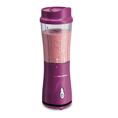 Hamilton Beach Portable Blender for Shakes and Smoothies with 14 Oz BPA Free Travel Cup and Lid, Durable Stainless Steel Blades for Powerful Blending Performance, Raspberry (51131) - Raspberry - 1 Jar - Blender