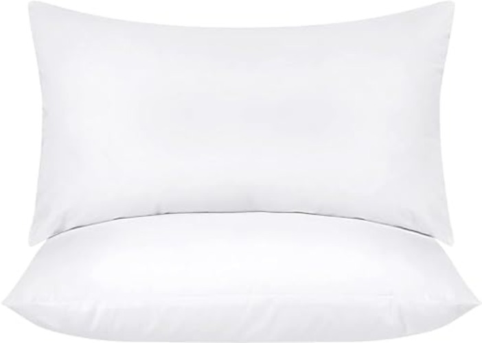 Utopia Bedding Throw Pillows Insert (Pack of 2, White) - 12 x 20 Inches Bed and Couch Pillows - Indoor Decorative Pillows - 12x20 Inch (Pack of 2) - White