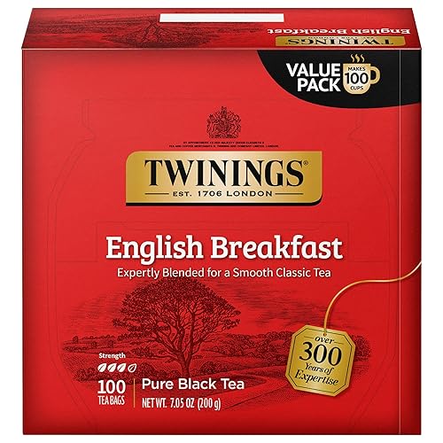 Twinings English Breakfast Black Tea Individually Wrapped Bags, 100 Count (Pack of 1), Smooth, Flavourful, and Robust, Caffeinated, Enjoy Hot or Iced | Packaging May Vary - English Breakfast - 100 Count (Pack of 1)