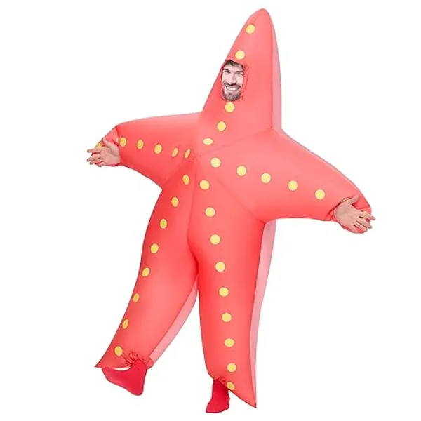 Spooktacular Creations Adults Inflatable Costume, Starfish Full Body Blow-up Costume, Pink Sea Animal Inflatable Suit for Adults Halloween Costume Party Halloween themed Party