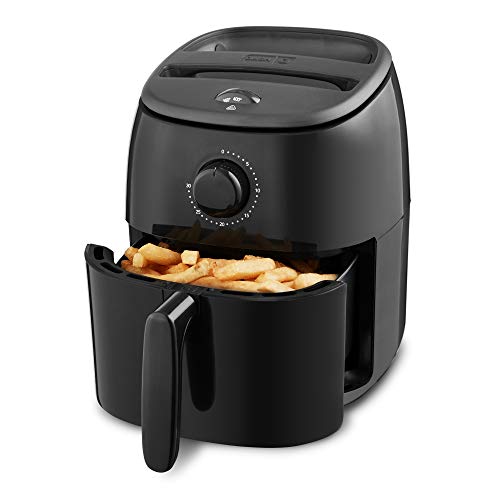 DASH Tasti-Crisp™ Electric Air Fryer Oven, 2.6 Qt., Black – Compact Air Fryer for Healthier Food in Minutes, Ideal for Small Spaces - Auto Shut Off, Analog, 1000-Watt - Black - 2.6 Qt. - Analog