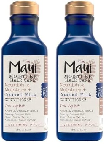 Maui Moisture Nourish & Moisture + Coconut Milk Conditioner to Hydrate and Detangle Curly Hair, Lightweight Daily Moisturizing Conditioner, Vegan, Silicone & Paraben-Free, 13 fl oz (Pack of 2) - 13 Fl Oz (Pack of 2) - Conditioner