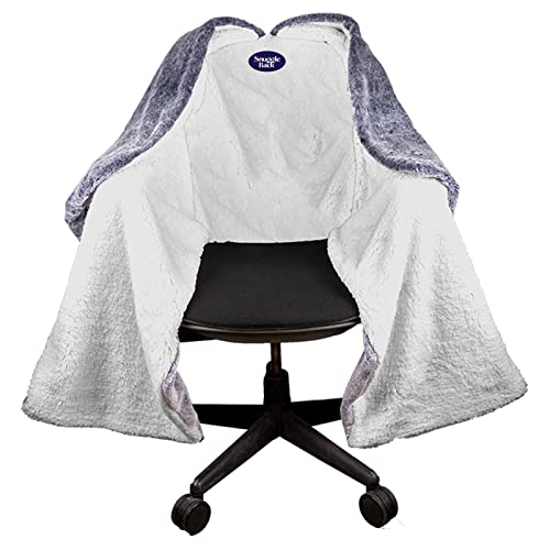 The Original Office Chair Blanket by SnuggleBack; Cozy Comfy Office Desk Chair Wrap Attaches for Convenient Heat and Hands-Free. Stay Warm In The Winter or Summer. Gray Faux Fur with Sherpa Fleece - Grey