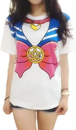 GK-O Anime Sailor Style T-shirt Cosplay Costume - Medium Blue