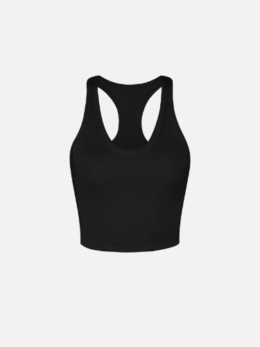 Eco-MiyaMoon® Thermal Scoop Crop Tank - Black / 2XL