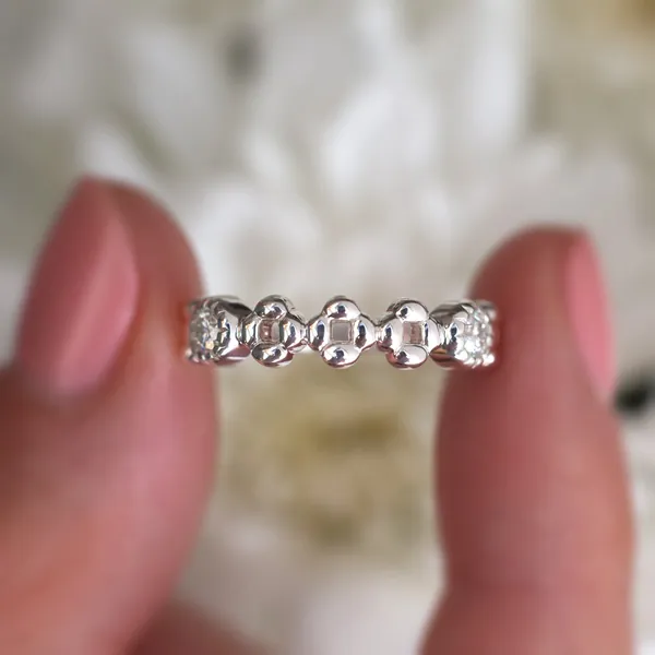 Anna Stacking Band with Moissanite by Capucinne Blue - Sterling Silver / 8 3/4