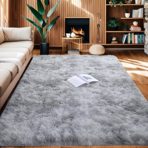 Rugs for Living Room Fluffy Area Rug Shaggy for Bedroom Soft Modern Luxury Fur Carpet for Kids Room Nursery Indoor Plush Furry Rug Comfy Home Decor Floor Mat (Light Grey, 120 * 170cm) - 120*170cm - Light Grey