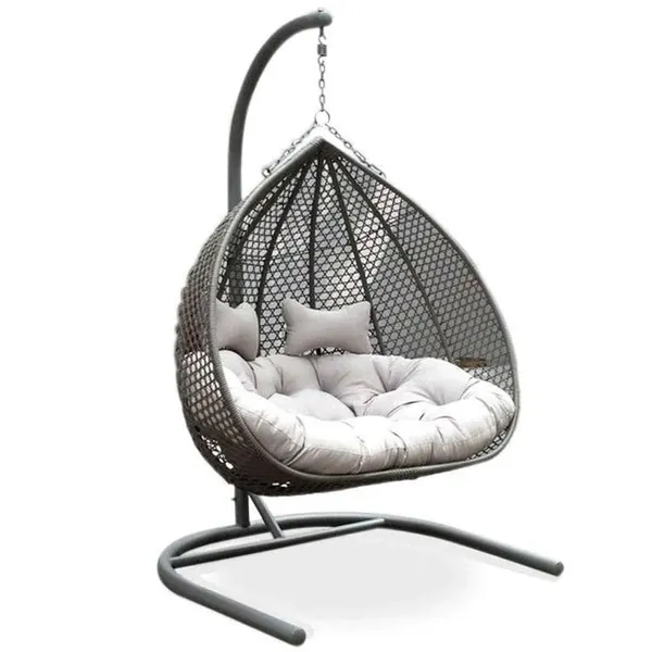 Alfie Double Hanging Egg Chair, Grey with Light Grey Cushions - Egg Chairs - Bay Gallery Furniture