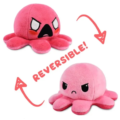 Reversible Octopus Plushie - Plushie Angry RAGE Light Pink Pink