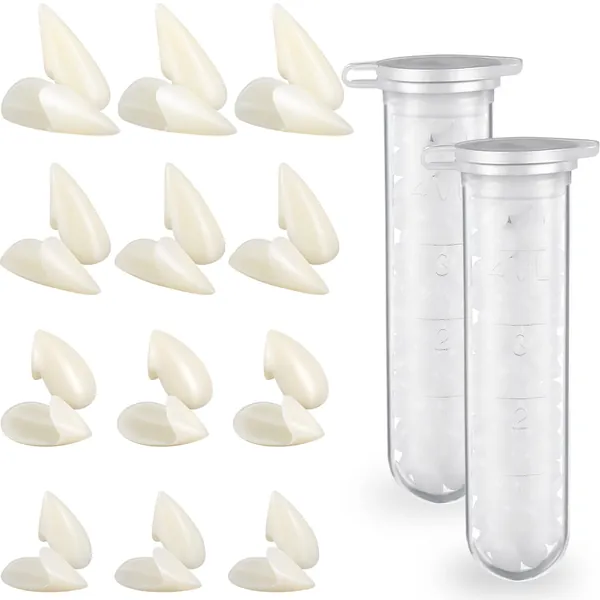 Zhanmai 12 Pairs Vampire Teeth Costume 4 Size Fangs Teeth with 2 Teeth Pellets for Cosplay Party Props Halloween Party Fangs Favors