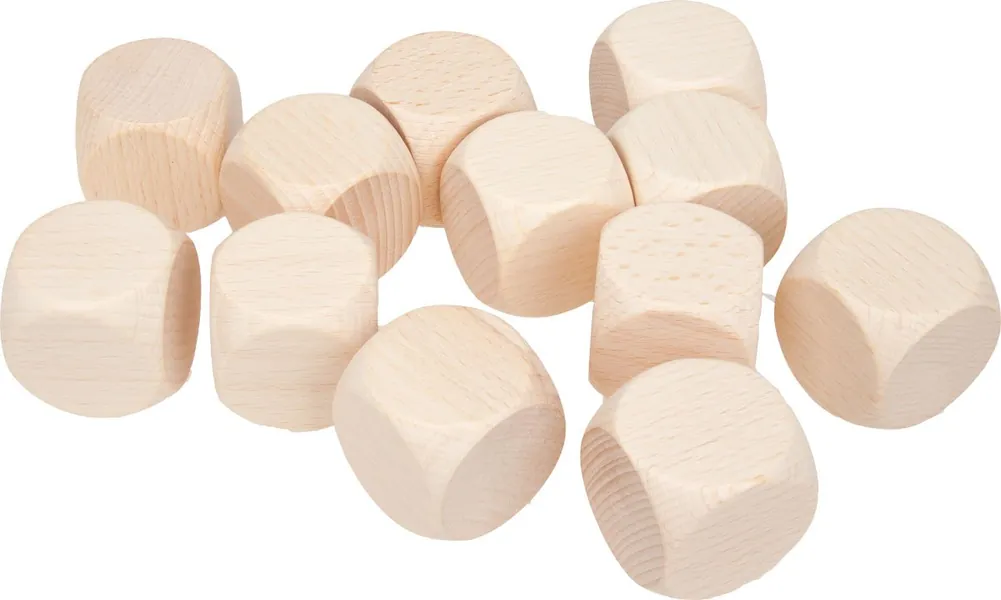 GICO 12 Stück Blankowürfel Holzwürfel Natur 30 mm Kantenlänge - Gebetswürfel 5970 - 
