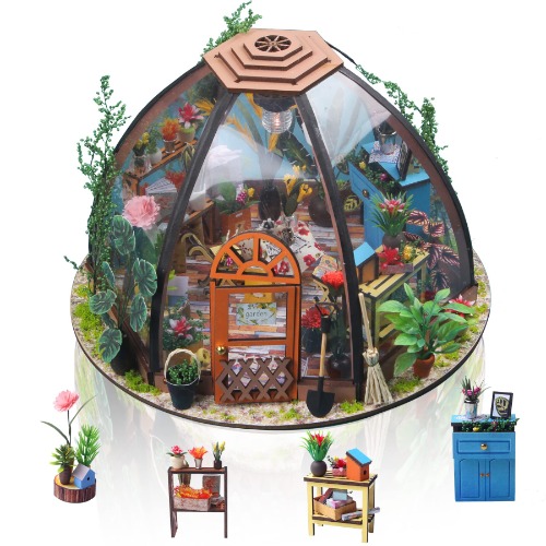 Cuteefun DIY Miniatur-Haus Bausatz für Erwachsene zum Bauen von DIY Handwerkshaus Modellbausatz mit Möbel und Werkzeug Machen Sie Ihr eigenes kreatives Geschenk (Sternenblumenhaus)