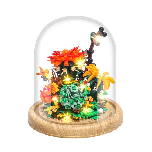 MTaoyac Kaktus Blumenstrauß Baustein,Kunstpflanzen für Erwachsene,künstliche Blumen zum Basteln,Bausatz Der Blumenserie mit Transparenter Abdeckung,Kann Als Home Deko,Zimmer deko,Botanik-Kollektion - 