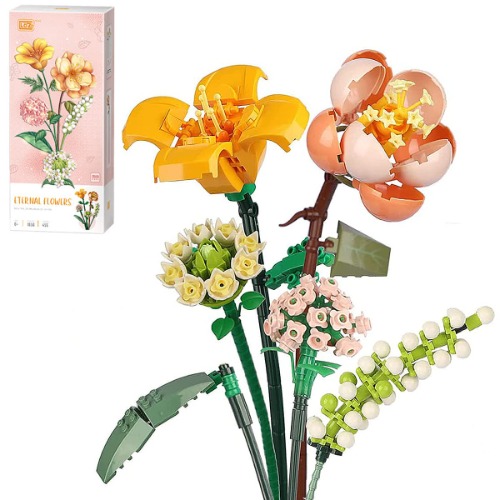 fun4kid Blumenstrauß Bauset Künstliche Blumen Bausteine Sets Heimdekoration 568 Stück Kreative Botanische Sammlung für Erwachsene Geschenk, Nicht kompatibel mit Lego (Lilie/Hortensie/Begonien)