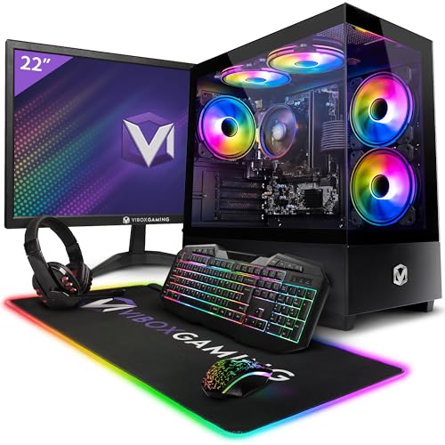 Vibox I-96 Gaming PC - 22 Zoll Set Komplett - Quad Core AMD Ryzen 3200G 4GHz - Radeon Vega 8-8GB RAM - 480GB SSD - Linux OS - WiFi - 480GB SSD | 8GB RAM | W11 - VTX-4B Komplett PC Set