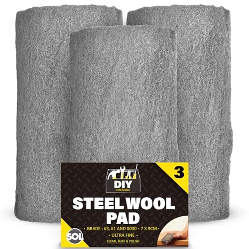 3 Meters Steel Wire Wool Grade 0000,1,3 | 3 x 1 Meter Steel Wool Mice Wire Wool Mice for Cleaning & Closing Small Holes Fine Wire Wool for Metal Steel Wool for Rodent Control Wire Wool for Wood