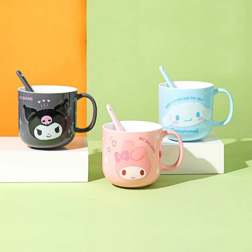 Sanrio mugs with spoon 460ml | Kuromi