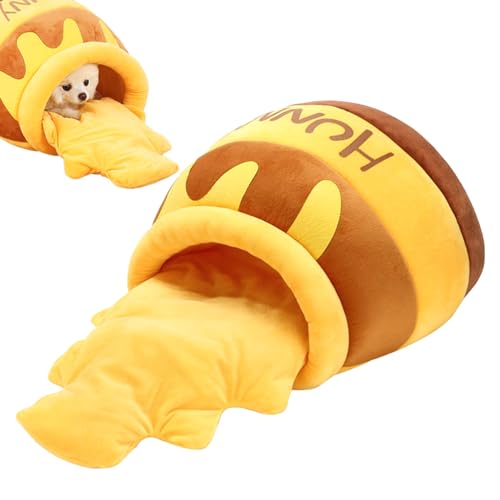 HURRISE Cat Cave Bed,Cat Bed for Indoor Cats,Washable Cushioned Pillow,Warm Soft Removable Cushion Honey Pot Shape Cute Pet Bed House for Puppy