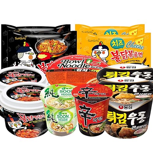 Koreanische Ramen Mix | Kennenlernbox mit 9 Koreanischen Instantnudeln und 2 Hot Chicken Topokki Mischung zum probieren