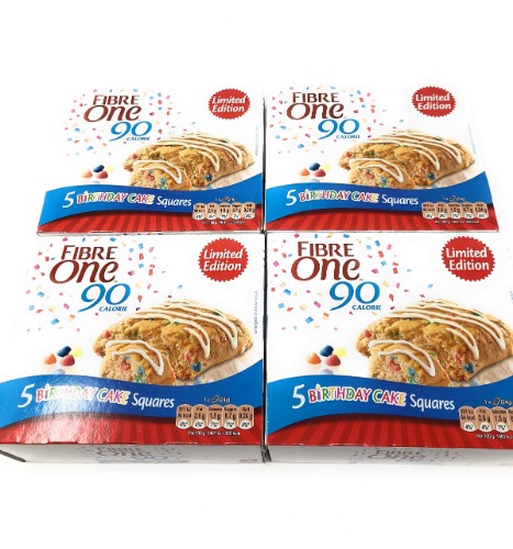 Fibre One Birthday Cake Squares (120g) Multipack of 4 Boxes x (120g) 20 Bars in Total