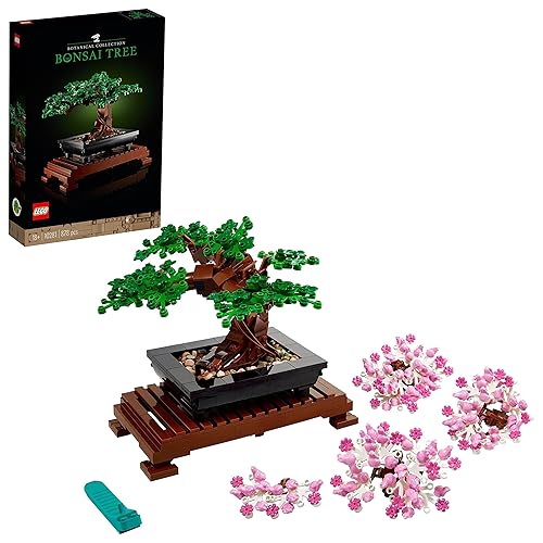 LEGO Botanicals Bonsai Tree - Faux Plant for Adults - Home Decor Set with Artificial Cherry Blossom Flowers - DIY Building Project - Gift Idea for Valentine's Day - Botanical Collection - 10281 - Bonsai - simple