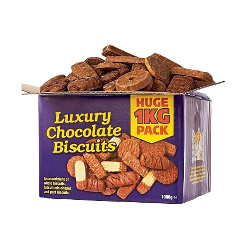 BROKEN CHOCOLATE BISCUITS ASSORTMENT 1KG - Box Of Broken Biscuits Bulk, Biscuit Box Selection | Chocolate Assortment, Chocolate Biscuit Bars | Biscuit Multipack, Fun Size Chocolate Biscuit Bars