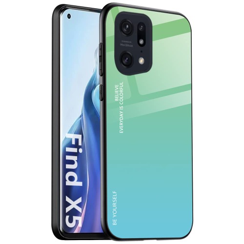 DOINK Gradient Glass Case for OPPO Find X5, Colorful Tempered Glass Phone Cover - Color 6