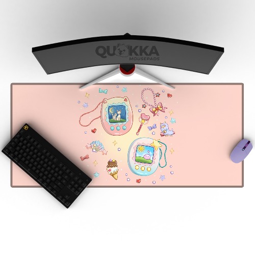 Tamagotchi Warm Pink Design Mousepad Deskmat - 60x30cm / 3mm / Flat Colour