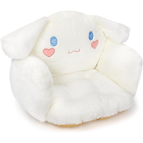 Cute Cartoon Plush Chair Cushion - Kawaii Seat Cushion Room Decor -16 x 18 in Soft Seat Pad for Gaming Chairs Office Office (White)