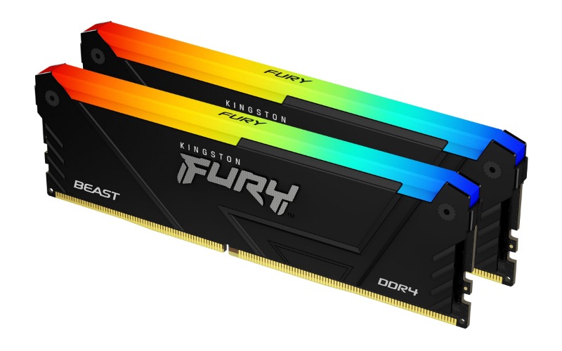 Kingston Fury Beast Black RGB DDR4, Memoria Gamer para PC, Capacidad: 64GB Kit (2x32GB), Frecuencia: 3200MT/s, Latencia: CL16, Factor de Forma: DIMM 288-Pin