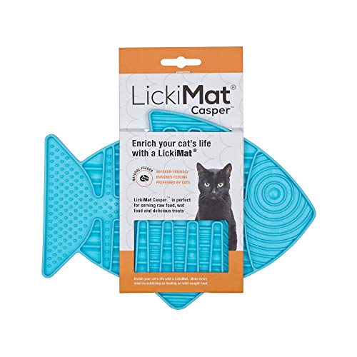 LickiMat Casper, Fish-Shaped Cat Slow Feeders Lick Mat, Boredom Anxiety Reducer; Perfect for Food, Treats, Yogurt, or Peanut Butter. Fun Alternative to a Slow Feed Cat Bowl or Dish, Turquoise - Turquoise - 1 Count (Pack of 1)