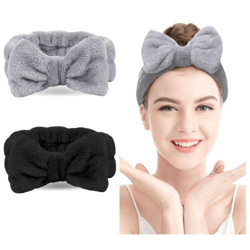 Soft Coral Fleece Spa Headband - black