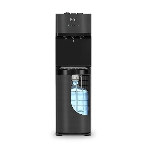 Brio Self Cleaning Bottom Loading Water Cooler Water Dispenser – Black Stainless Steel - 3 Temperature Settings - Hot, Room & Cold Water - Water Cooler