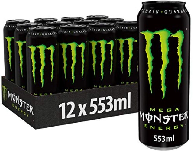 Monster Energy - koffeinhaltiger Energy Drink mit klassischem Energy-Geschmack - in wiederverschließbaren Einweg Dosen (12 x 553 ml)
