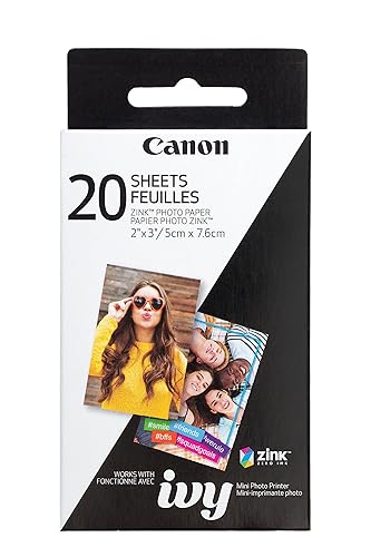 Canon IVY ZINK photo printer paper, 20 sheets, White - 3214C001 - 20 Sheets