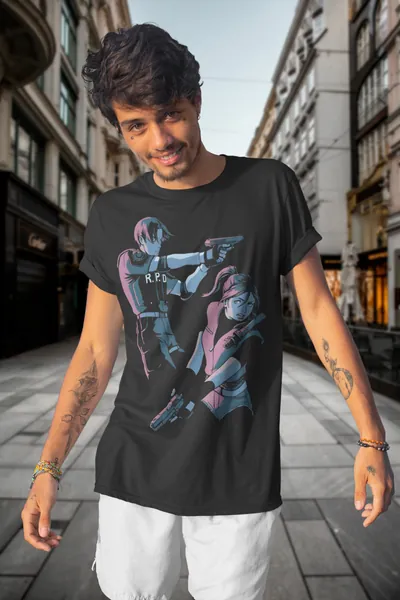 Evil 4 Jill and Leon Shirt, Virus Shirt, Horror Gaming T-Shirt, Retro Gaming Top, Outbreak Top, Biohazard Shirt