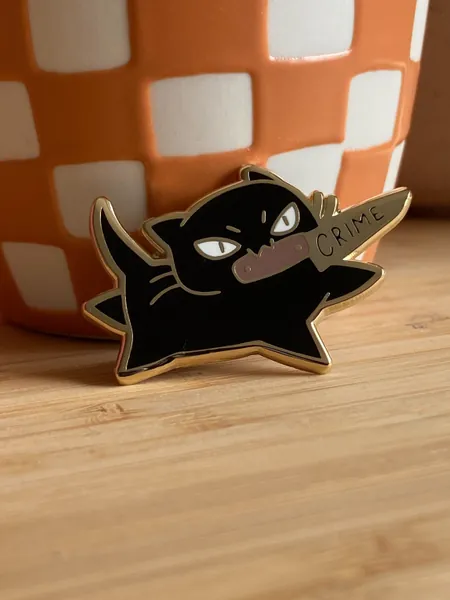 Crime Cat Enamel Pin