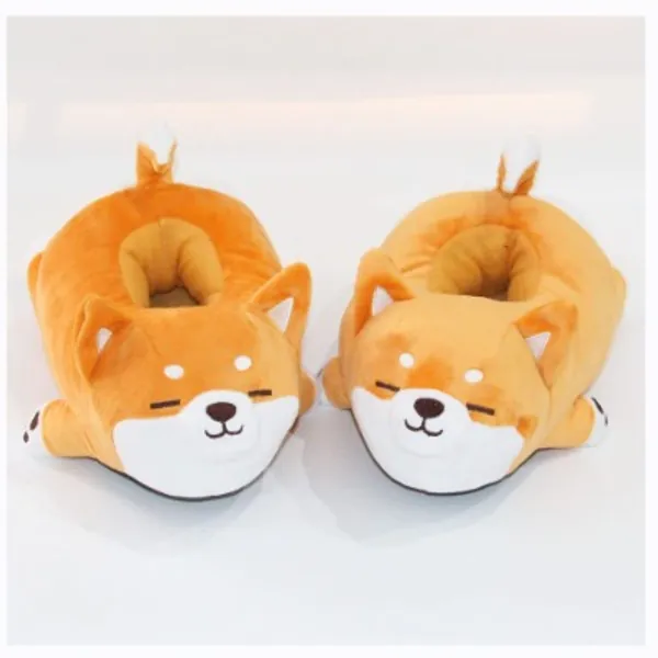 tymhrs Unisex Funny Slippers, Cartoon Corgi Dog Animal Slippers for Men Women, Warm Fleece Plush Winter Indoor Shoes, Anti-Slip Slippers