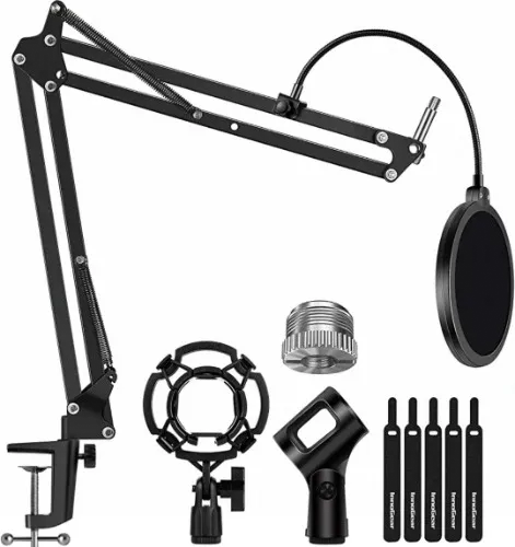 InnoGear Microphone Stand Mic Arm Boom Arm Set with Shock Mount, Mic Clip Holder, Pop Filter, Screw Adapter, Table Mounting Clamp, Five Cable Ties, Professional Recording Equipment : Amazon.co.uk: Musical Instruments & DJ