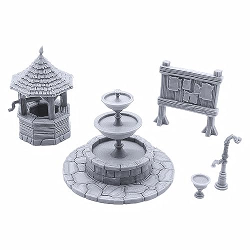 Town Square - DND Terrain Compatible with Dungeons and Dragons, 28mm Miniature Wargaming, Tabletop RPGs, Wargame Scenery